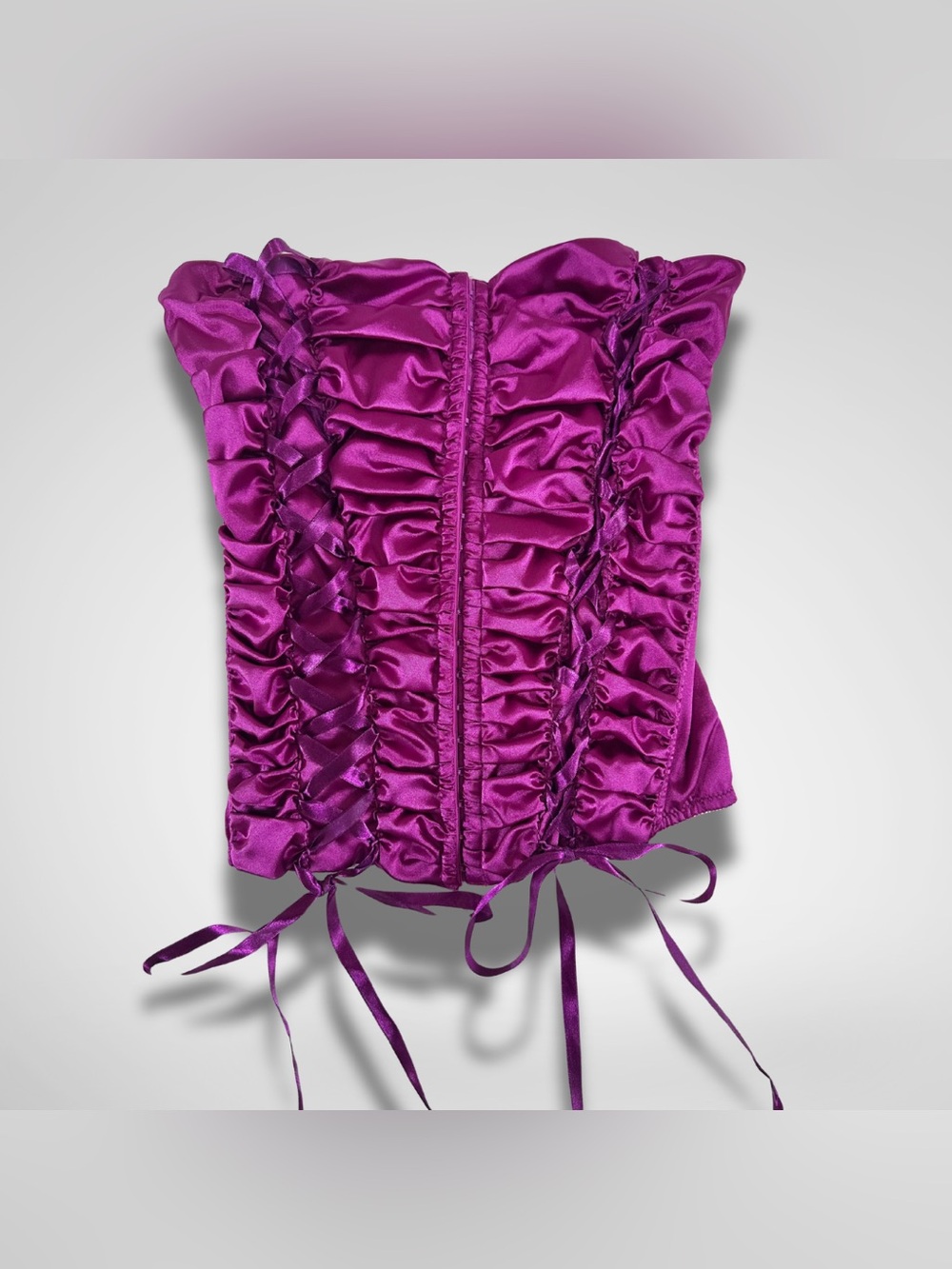 2000s Frederick's of Hollywood Magenta Satin Corset Top